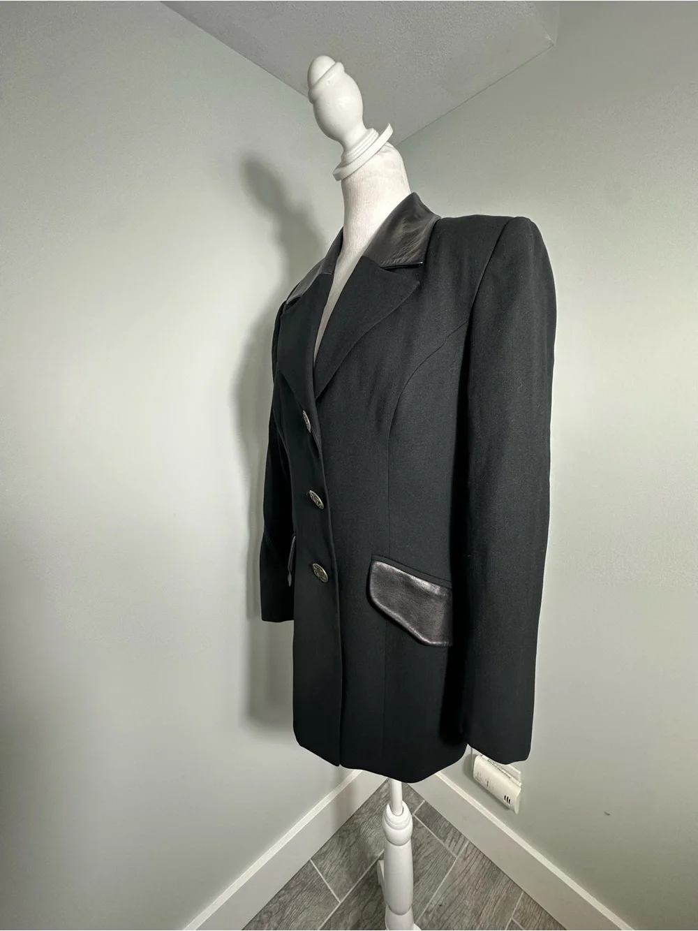 Alberto Makali Wool Leather Blazer Jacket Size 10